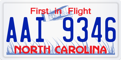 NC license plate AAI9346