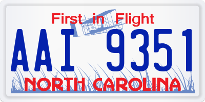 NC license plate AAI9351