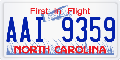 NC license plate AAI9359