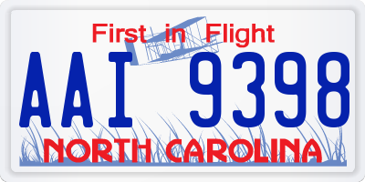NC license plate AAI9398