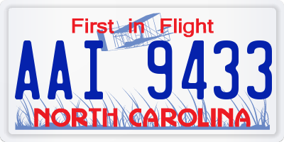 NC license plate AAI9433