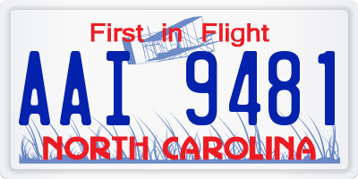 NC license plate AAI9481