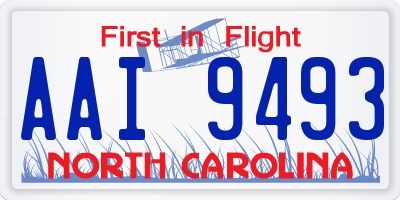 NC license plate AAI9493