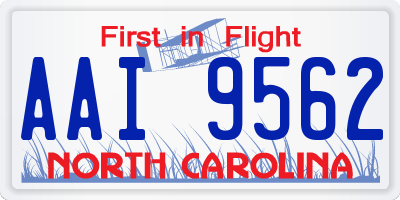 NC license plate AAI9562