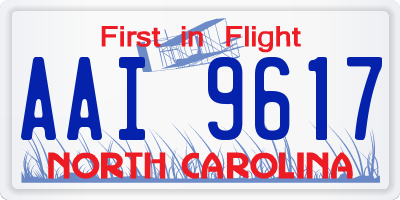 NC license plate AAI9617