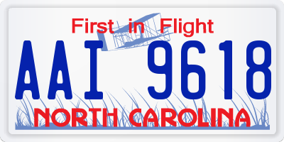 NC license plate AAI9618