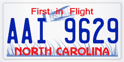 NC license plate AAI9629