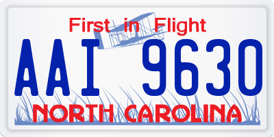 NC license plate AAI9630