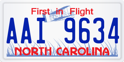 NC license plate AAI9634