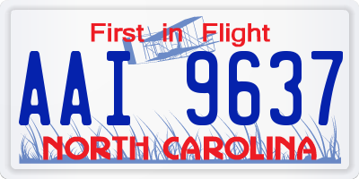 NC license plate AAI9637