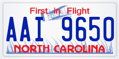 NC license plate AAI9650