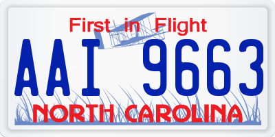 NC license plate AAI9663