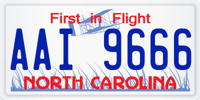 NC license plate AAI9666