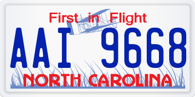 NC license plate AAI9668