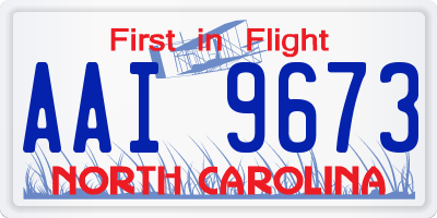 NC license plate AAI9673