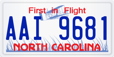 NC license plate AAI9681