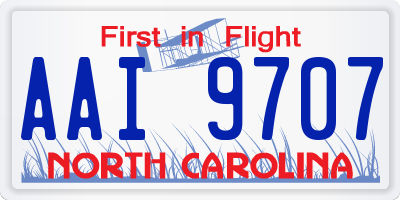NC license plate AAI9707