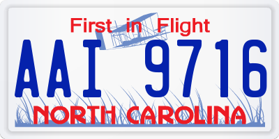 NC license plate AAI9716