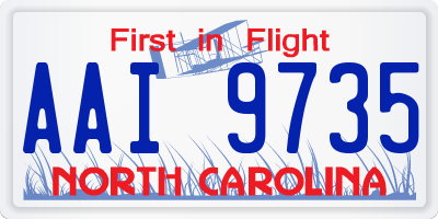NC license plate AAI9735