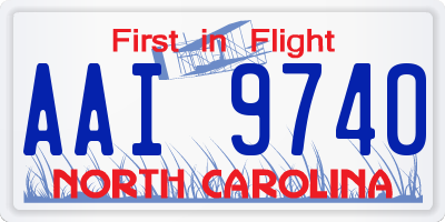 NC license plate AAI9740