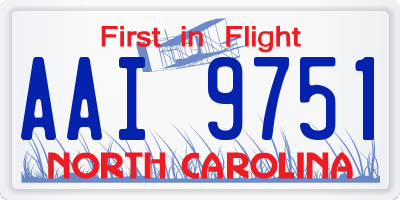 NC license plate AAI9751