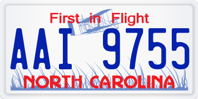 NC license plate AAI9755