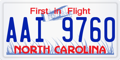 NC license plate AAI9760