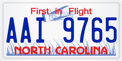 NC license plate AAI9765