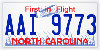 NC license plate AAI9773
