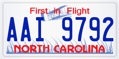NC license plate AAI9792
