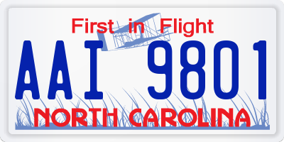 NC license plate AAI9801