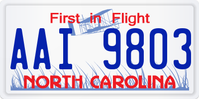 NC license plate AAI9803