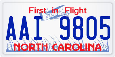 NC license plate AAI9805