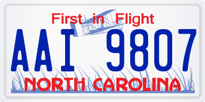 NC license plate AAI9807