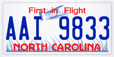 NC license plate AAI9833