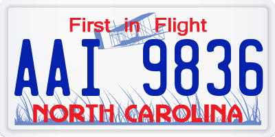 NC license plate AAI9836