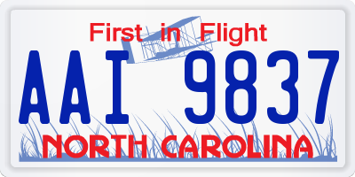 NC license plate AAI9837