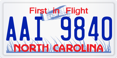 NC license plate AAI9840