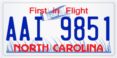 NC license plate AAI9851