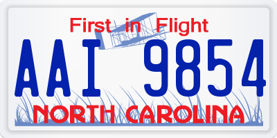 NC license plate AAI9854