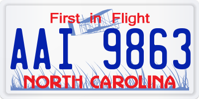 NC license plate AAI9863