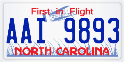 NC license plate AAI9893