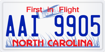 NC license plate AAI9905