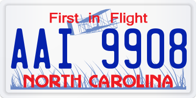 NC license plate AAI9908