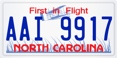 NC license plate AAI9917