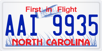 NC license plate AAI9935
