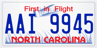 NC license plate AAI9945