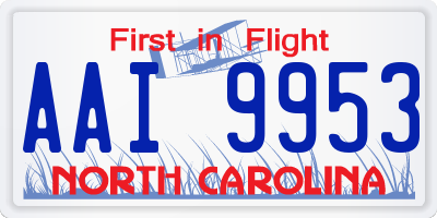 NC license plate AAI9953