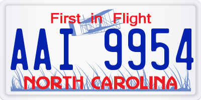 NC license plate AAI9954