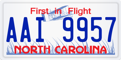 NC license plate AAI9957